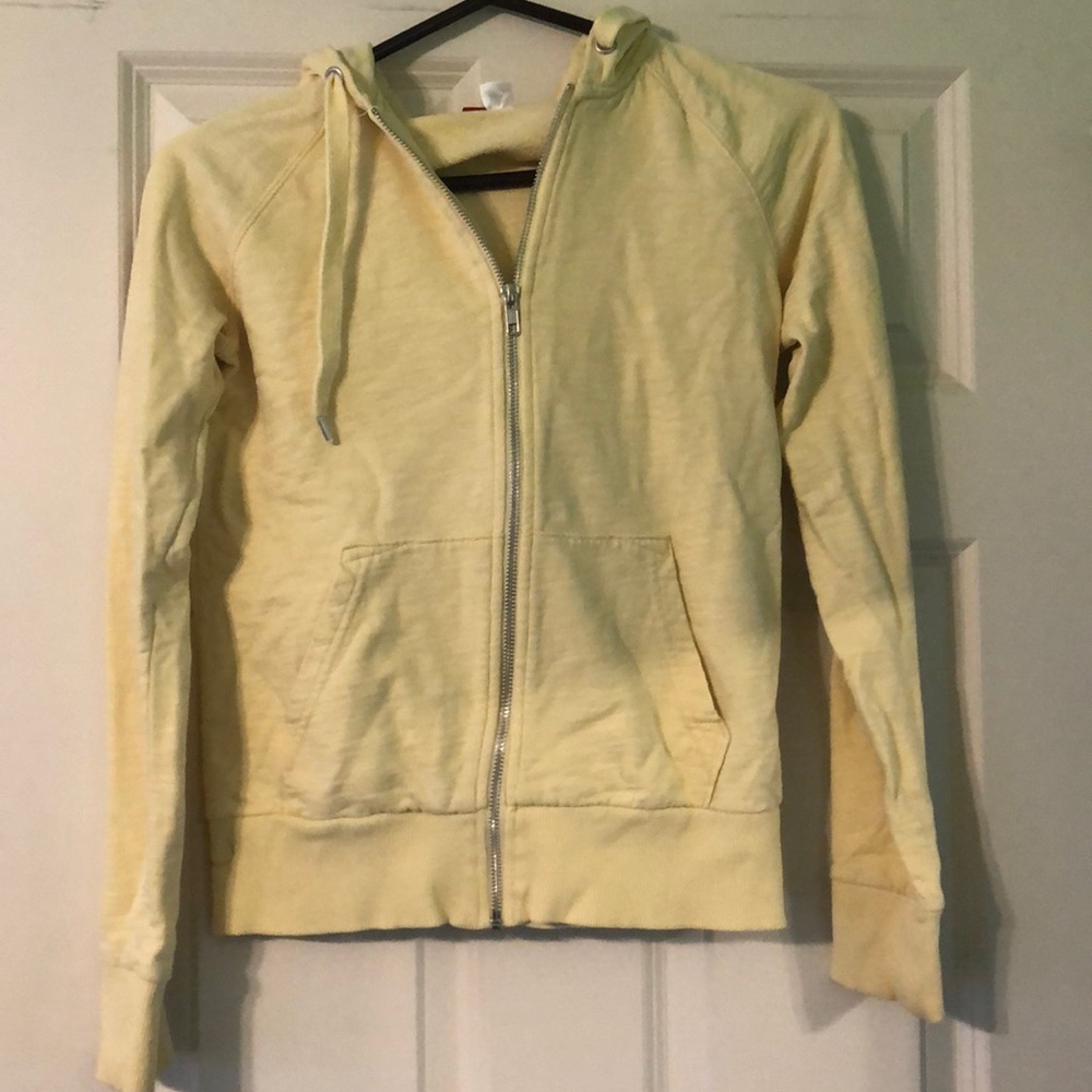 H&M light yellow zip up hoodie